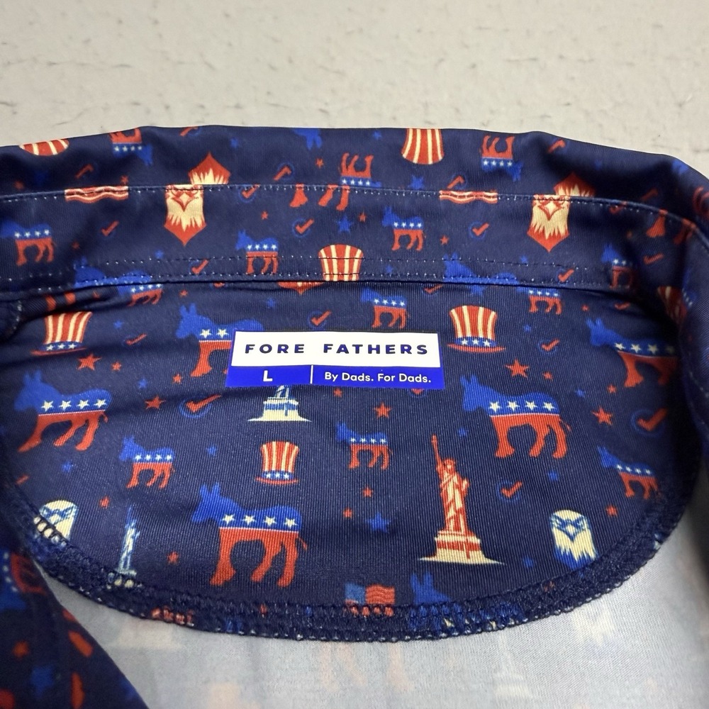 Fore Fathers Polo AOP Mens Large Go Blue Democratic Party Shirt - Picture 3 of 9
